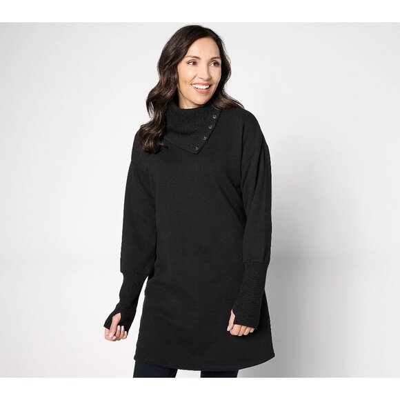 Studio Park x Shawn Killinger Regular Sweatshirt Dress Women L Black Cozy Staple - Picture 1 of 10